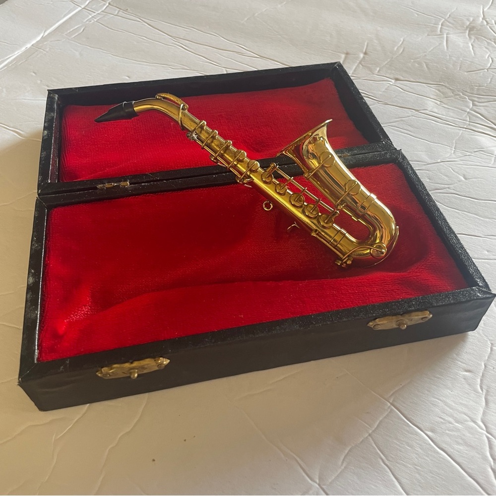 Authentic Models Miniature Brass Saxophone with Case